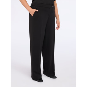 Fiorella Rubino - Pantaloni wide leg in tessuto stretch - Nero
