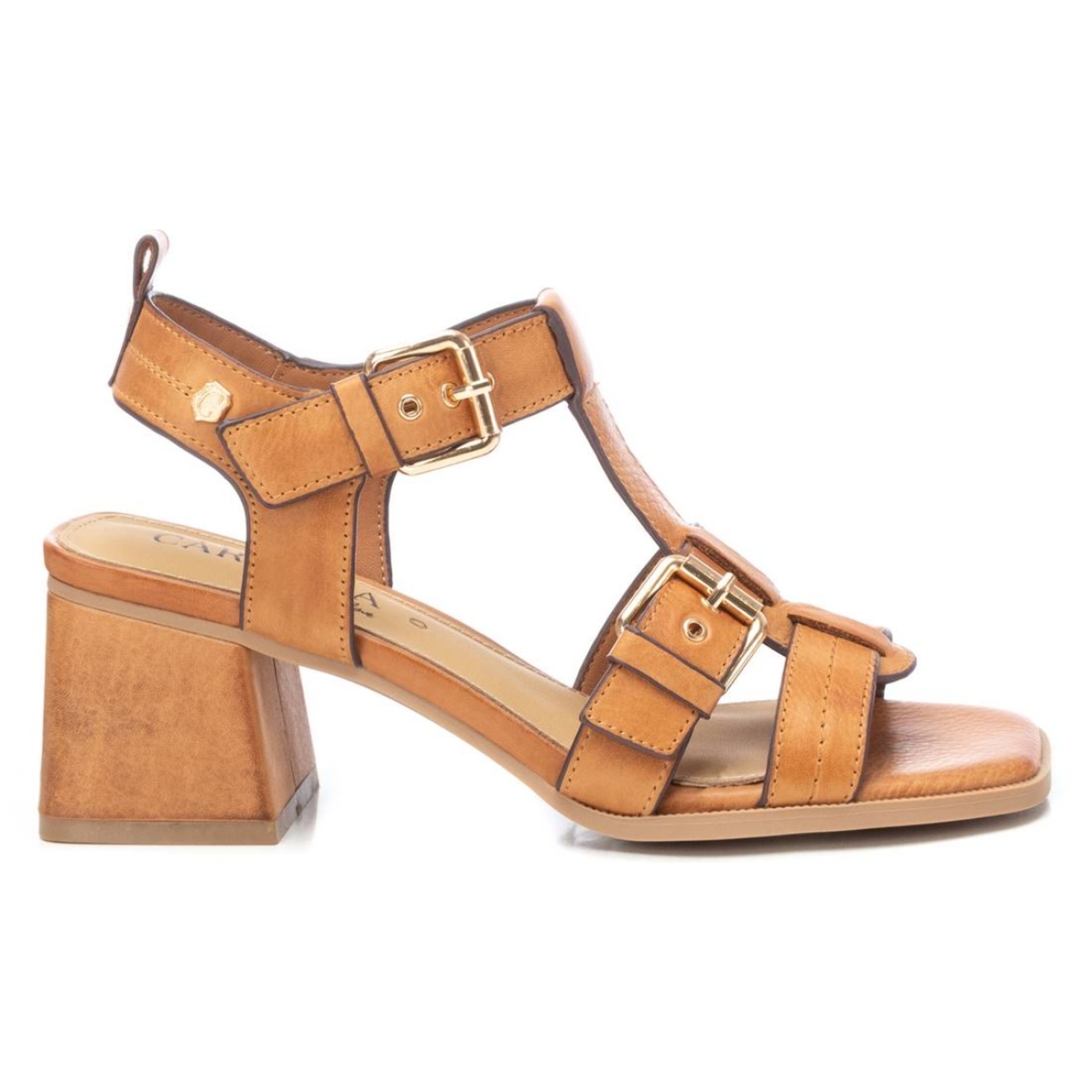 Sandalia de piel camel