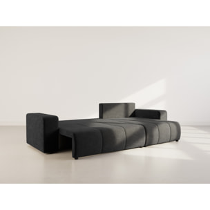 Nicole - Canapé d'angle réversible 5 places convertible avec coffre en tissu - Gris Anthracite