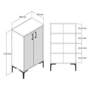 Scarpiera Dmarrull, Mobile portascarpe, Armadio da ingresso multiuso, Mobiletto per calzature, 60x35h111 cm, Noce e Antracite