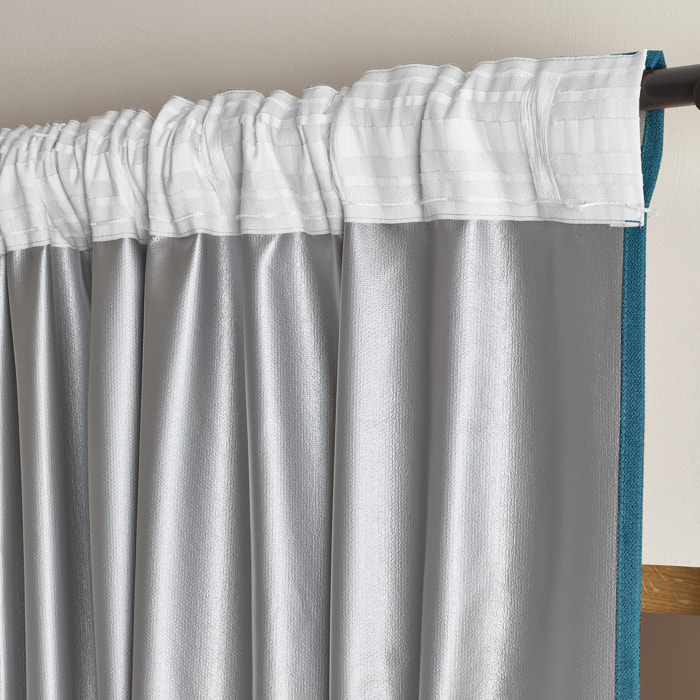 Rideau thermique accroche 3 en 1 occultant et réflecteur de chaleur - Bleu Paon