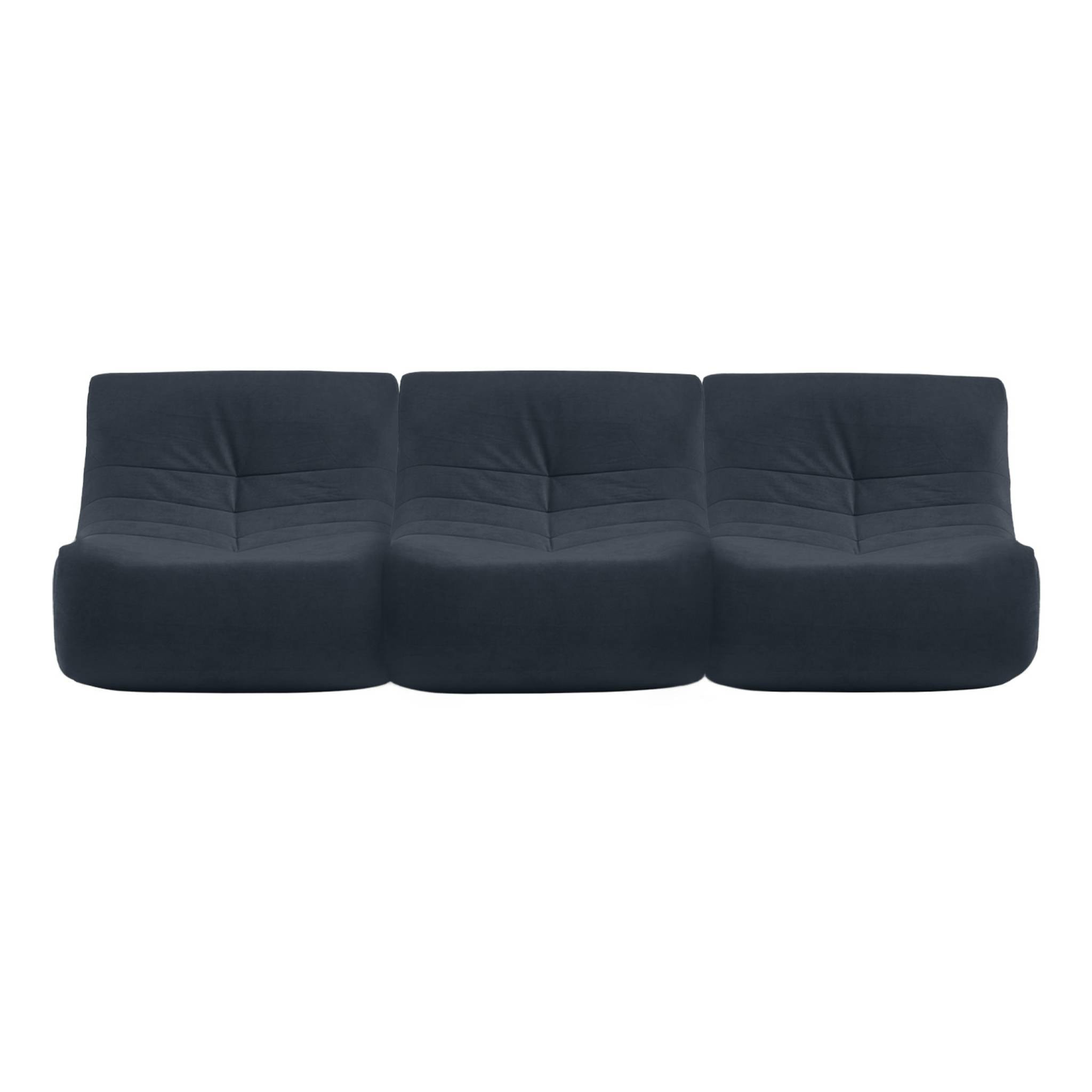Fauteuil chauffeuse en velours style contemporain 3 places bleu foncé