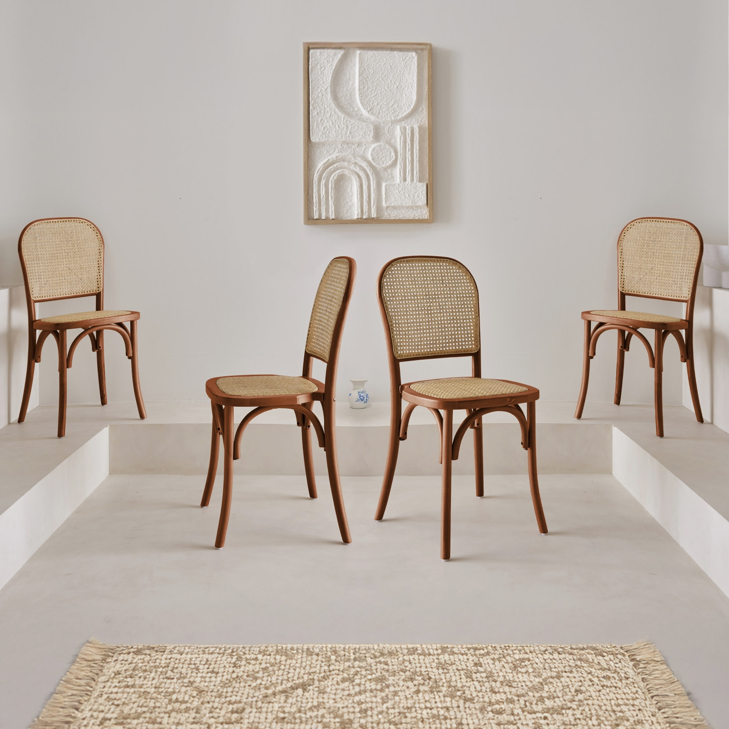 Chaise vintage bois et rotin (lot de 4) MONTPARNASSE