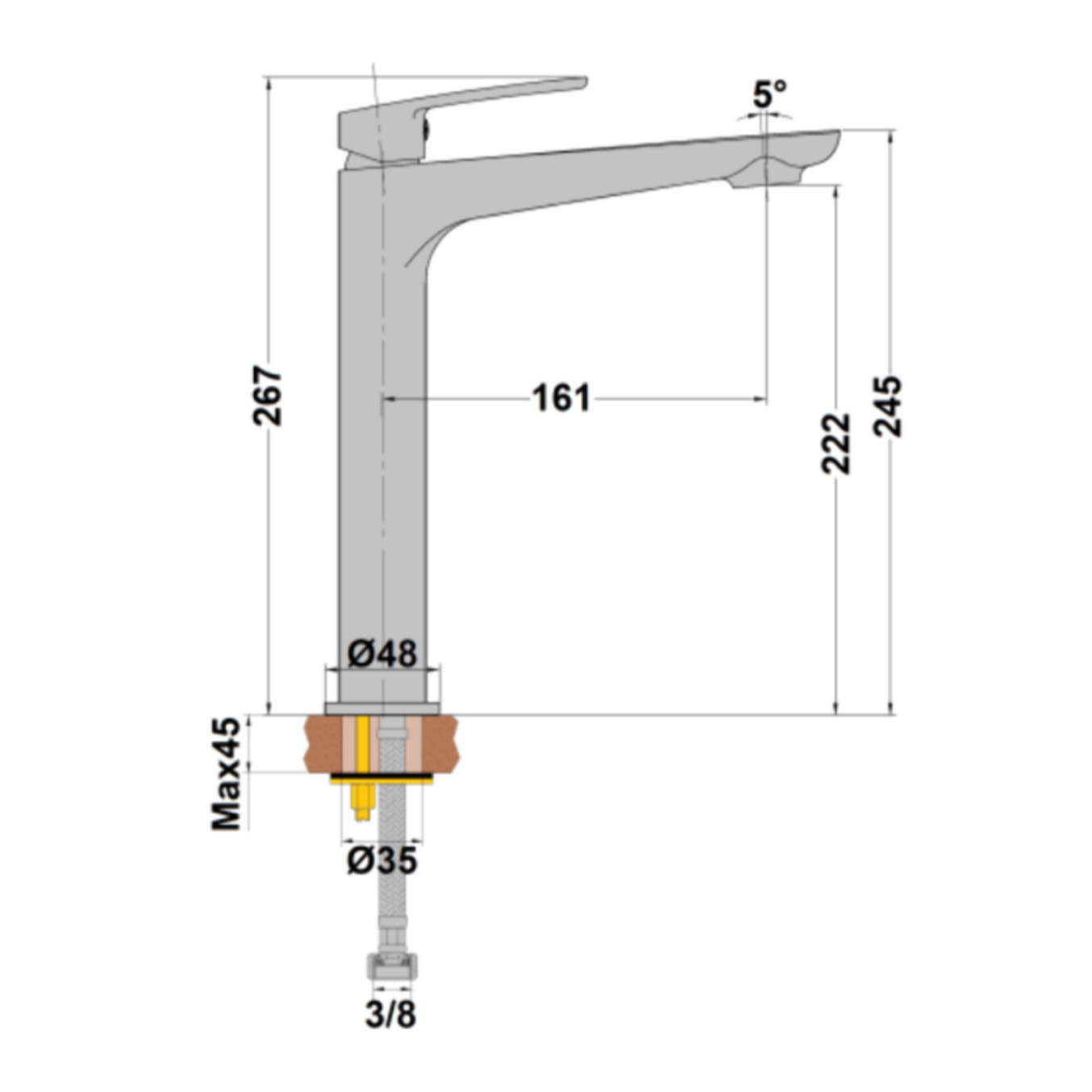 Mitigeur lavabo réhaussé PAINI Ruby