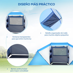 Tienda de Campaña Familiar para 4-6 Personas Tienda Camping Plegable con Bolsa de Transporte Impermeable para Playa Parque 430x240x170 cm Azul y Blanco