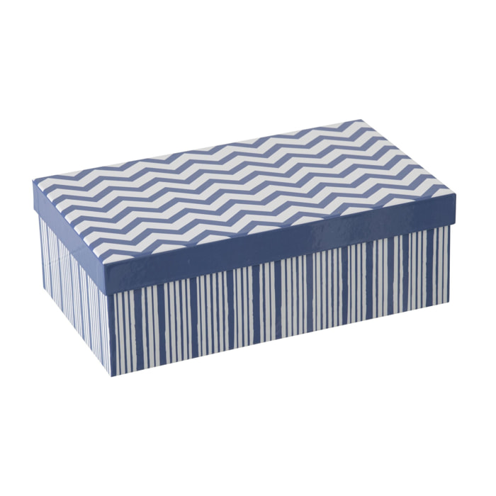 J-Line Tasse + Sous-tasse Ligné - porcelaine - bleu/blanc - large - set de 2