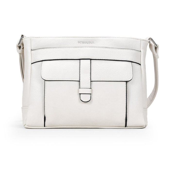 Bolso bandolera blanco con bolsillo