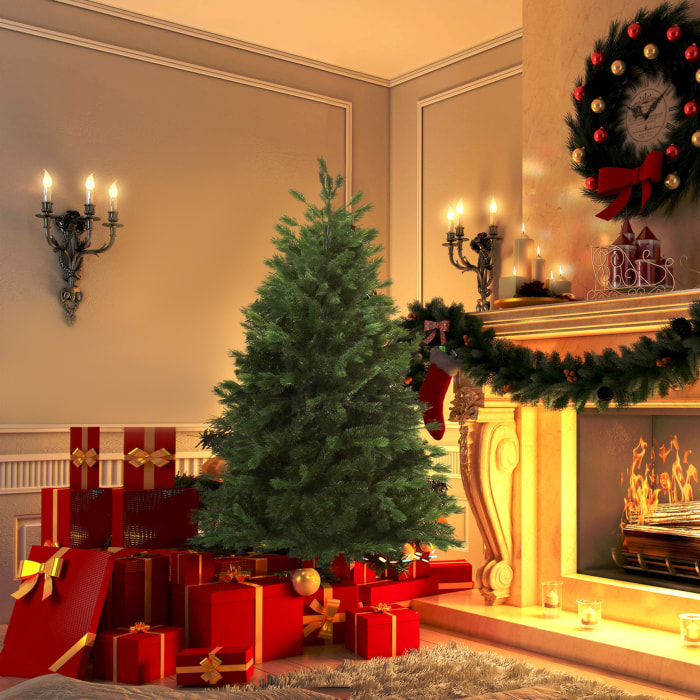 árbol Artificial de Navidad con Base Plegable 75x150 cm Verde