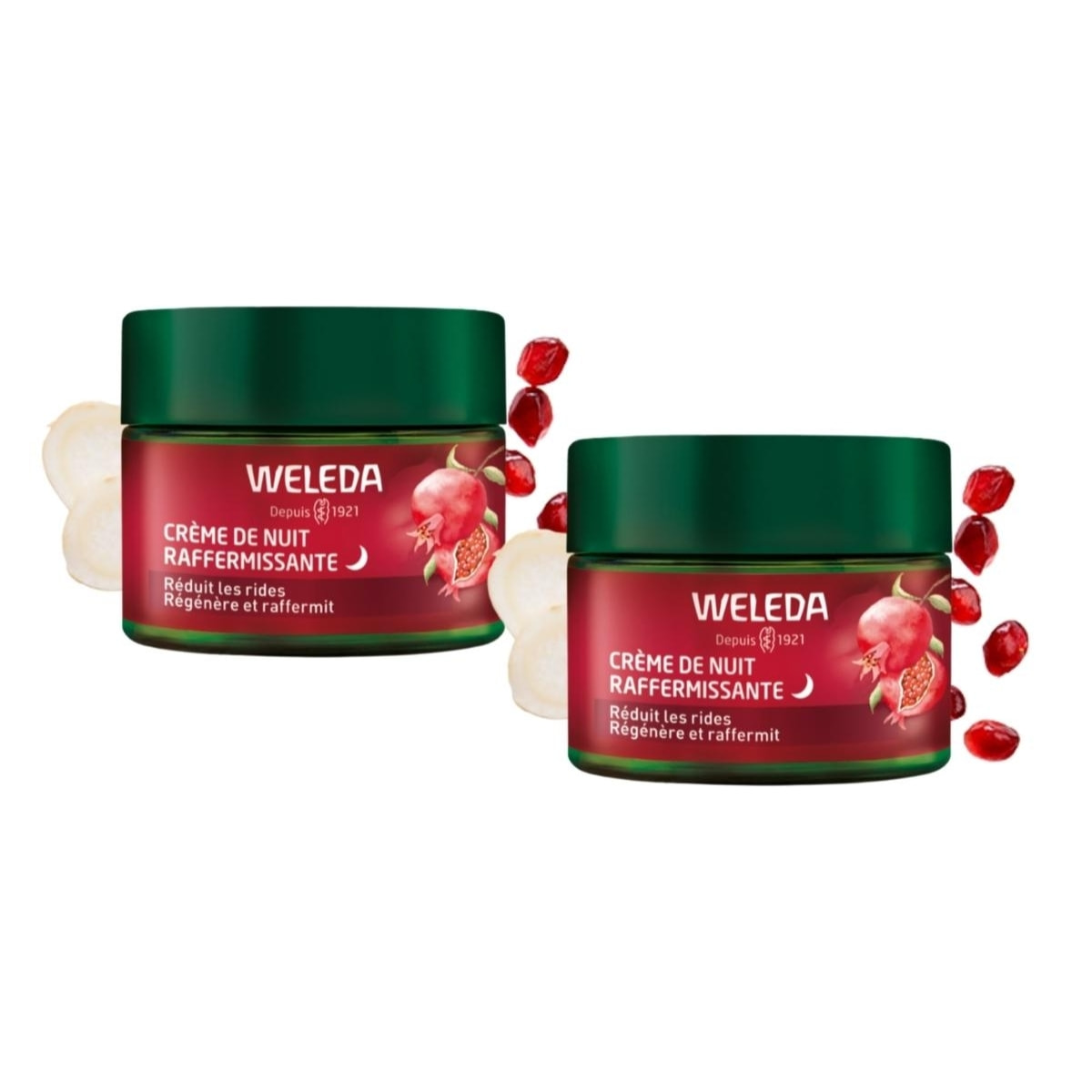 WELEDA - Duo Crème de Nuit raffermissante Grenade et Peptides de Maca- Réduit les rides, régénère et raffermit - Vegan - Certifié Natrue-  Pot 40 ml  x 2