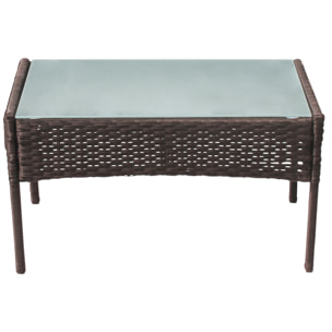 Salon de jardin CORFOU en résine tressée marron 4 places - coussins beige