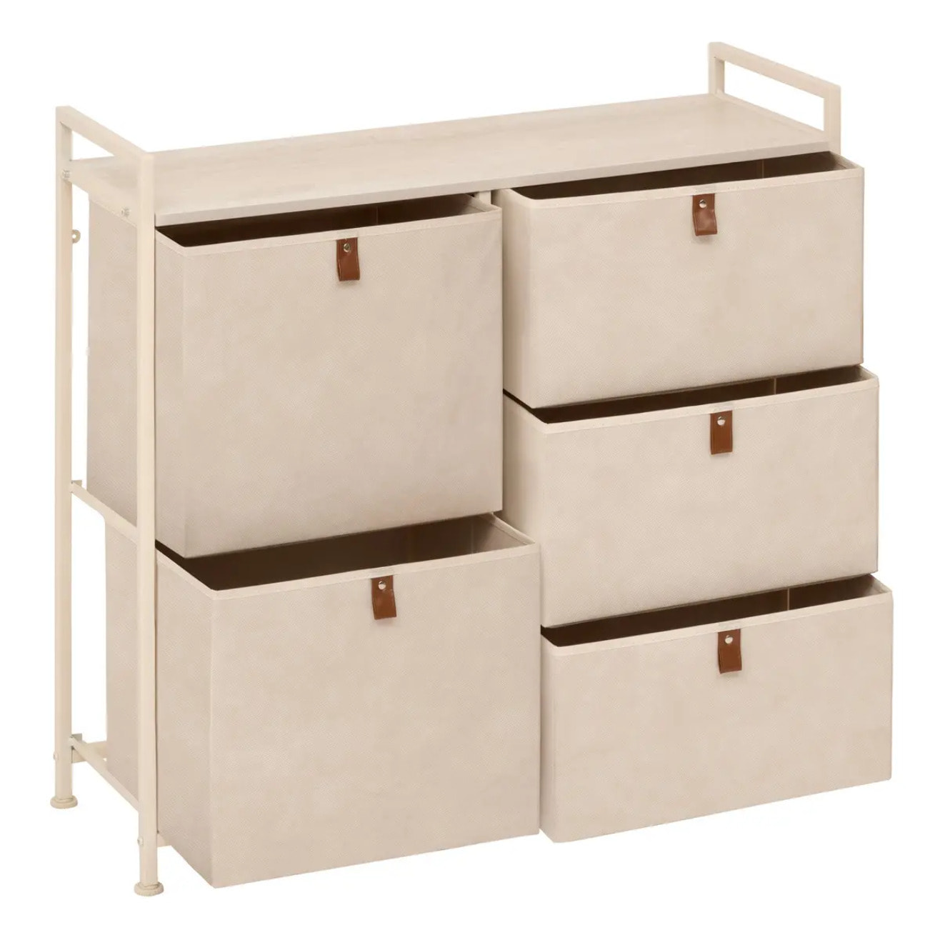 Meuble de rangement Tissa 5 tiroirs beige