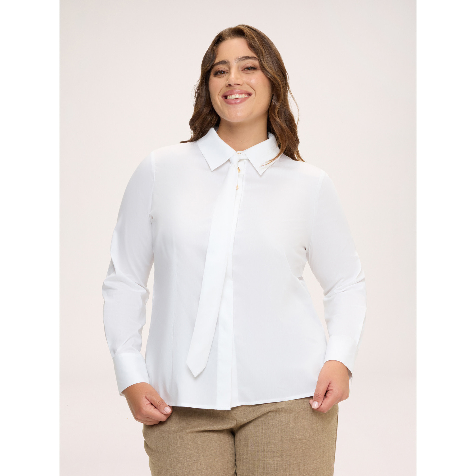 Fiorella Rubino - Camicia con cravatta rimovibile - Bianco
