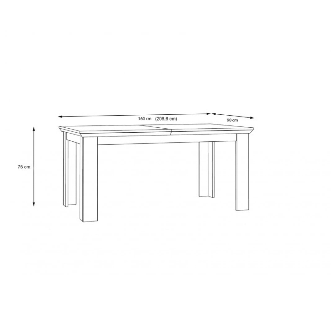 Table de repas extensible 160/206cm en bois effet chêne blanchi - ILONA