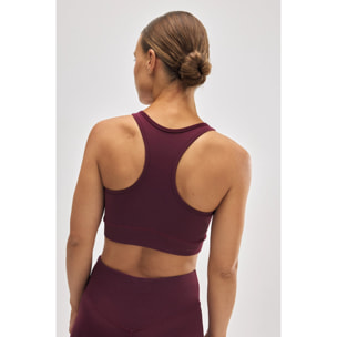 Reggiseno sportivo bordeaux con schiena incrociata
