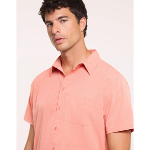 Camisa Manga Corta Naranja Jaspeado - Camilando