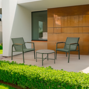 Well Home Conjunto de Muebles de Jardín de 3 piezas color Verde de diseño en acero galvanizado