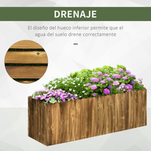 Jardinera Exterior Grande de Madera, Huerto Urbano Elevado con Fondo Abierto para Cultivar Plantas, Flores, Hierba, Macetero Exterior Rectangular para Jardín Terraza 120x40x40 cm, Carbonizada