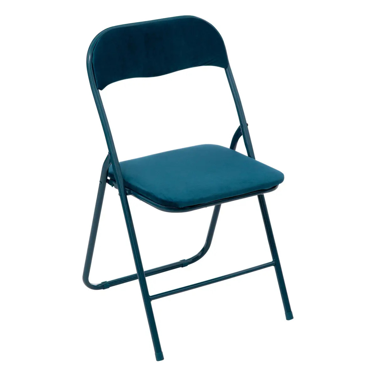 Chaise pliante en velours bleu