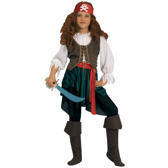 Piratessa Dei Caraibi Costume Carnevale Con Spada Bambina