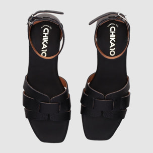 Sandalias de Piel - Negro - Tacón: 3 cm