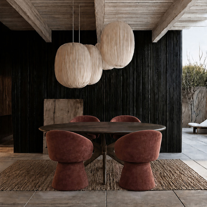 Fauteuil de table pivotant en velours cherry ALBA