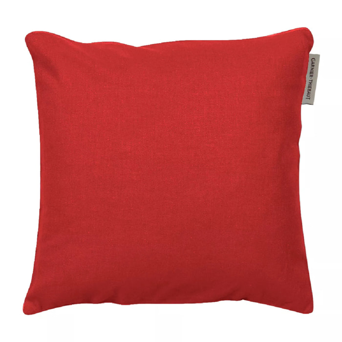 Housse de coussin pur coton 210 g/m² uni rouge Confettis scarlet