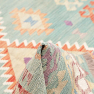 Tapis kilim géométrique, tissé plat authentique, OREGEFI