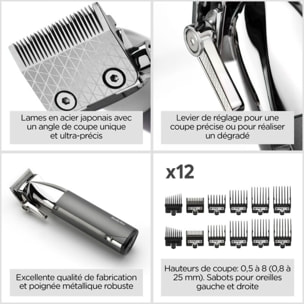 Tondeuse cheveux BABYLISS E996E - super-X metal series, molette réglable, 55 hauteurs de coupe, précision 0,2 mm, 180 mn