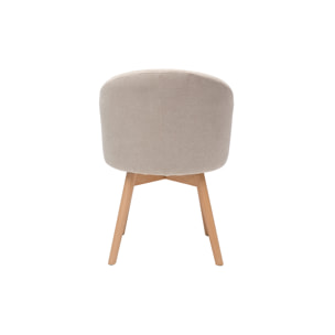Chaises scandinaves en tissu effet velours beige et bois clair massif (lot de 2) VANITY