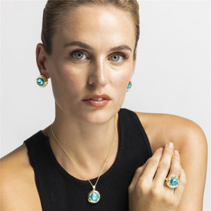 Collar con Cristal Azul acabado oro 18k