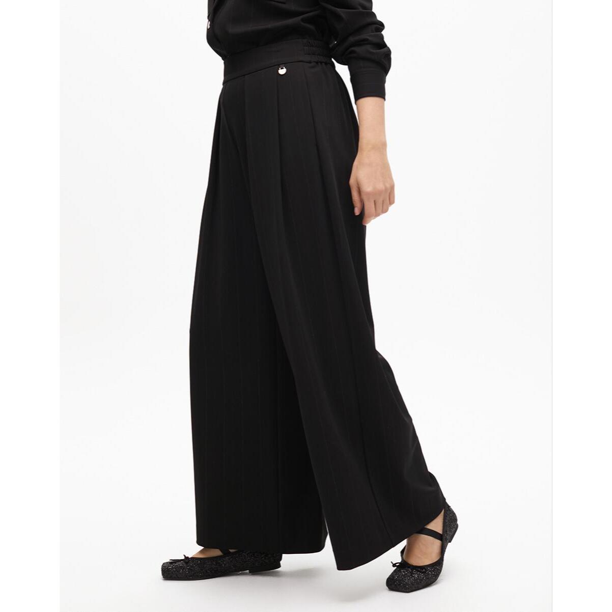 Pantaloni a Righe Diplomatiche Lamé a Pieghe