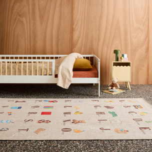 Tapis éducatif intérieur enfant beige abécédaire SCOTY