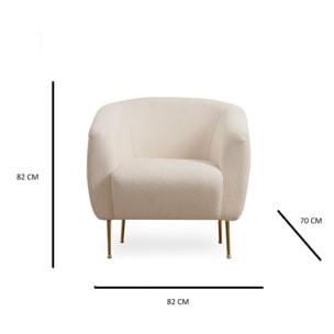 LUCILE - Fauteuil bouclettes rond crème