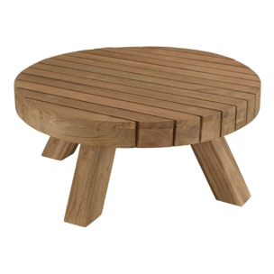 KALLY - Table basse jardin ronde 80cm bois teck recyclé naturelle