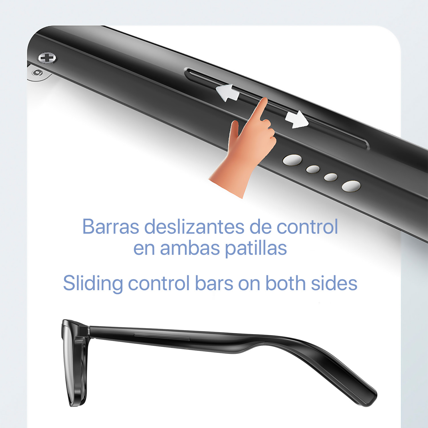 Gafas deportivas inteligentes GS300, llamada bluetooth, asistente de voz, control remoto de la cámara, podómetro.