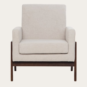 Fauteuil Arlene -bois massif dhévéa et revêtement-couleur noyer 75 x 85 x 75 cm