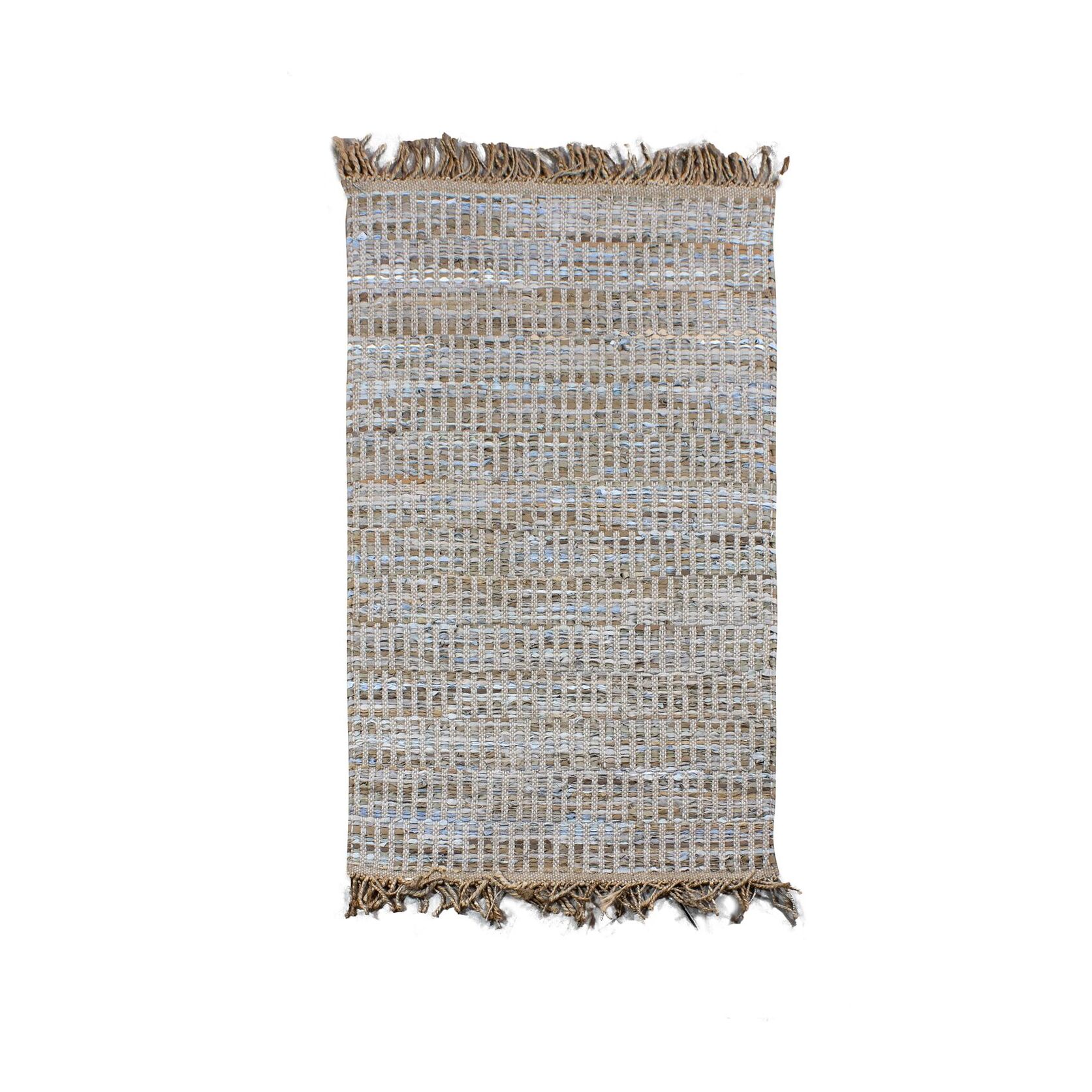 TAPIS EN CUIR JUTE ET COTON TISSE À LA  MAIN TAUPE 90X150CM ALTAY