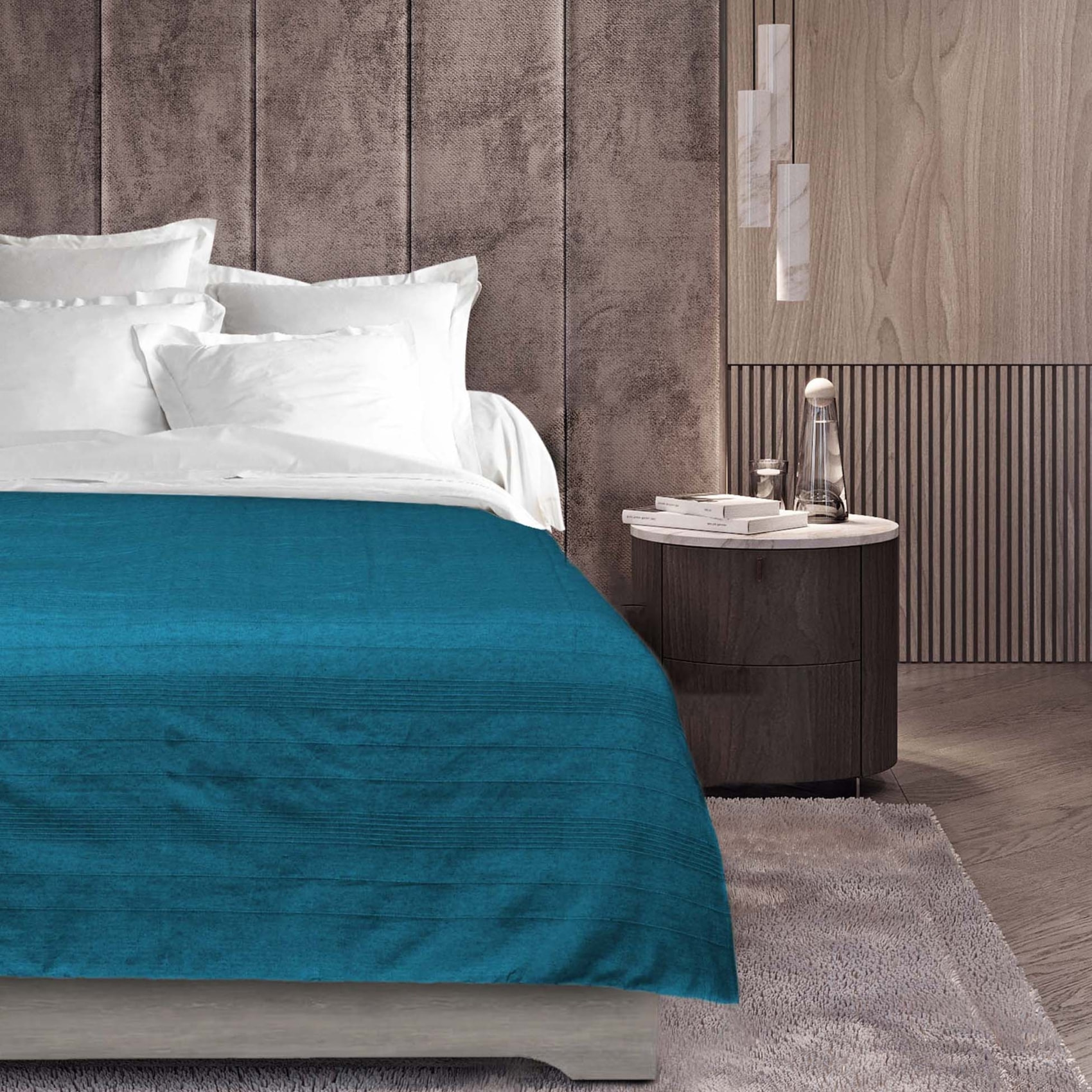 Plaid polycoton léger et polyvalent - Bleu