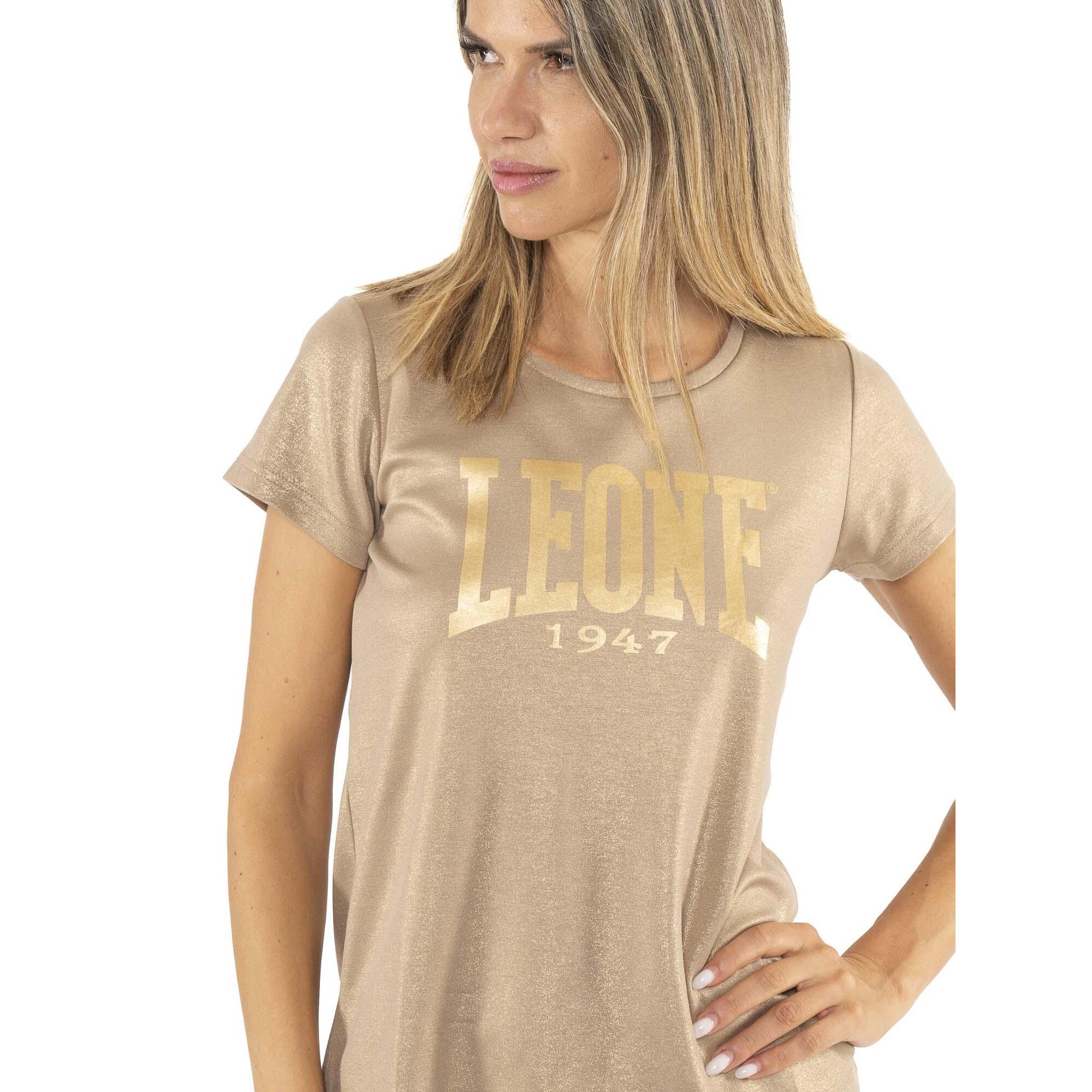 T-shirt in lurex da donna Leone Chic Gold