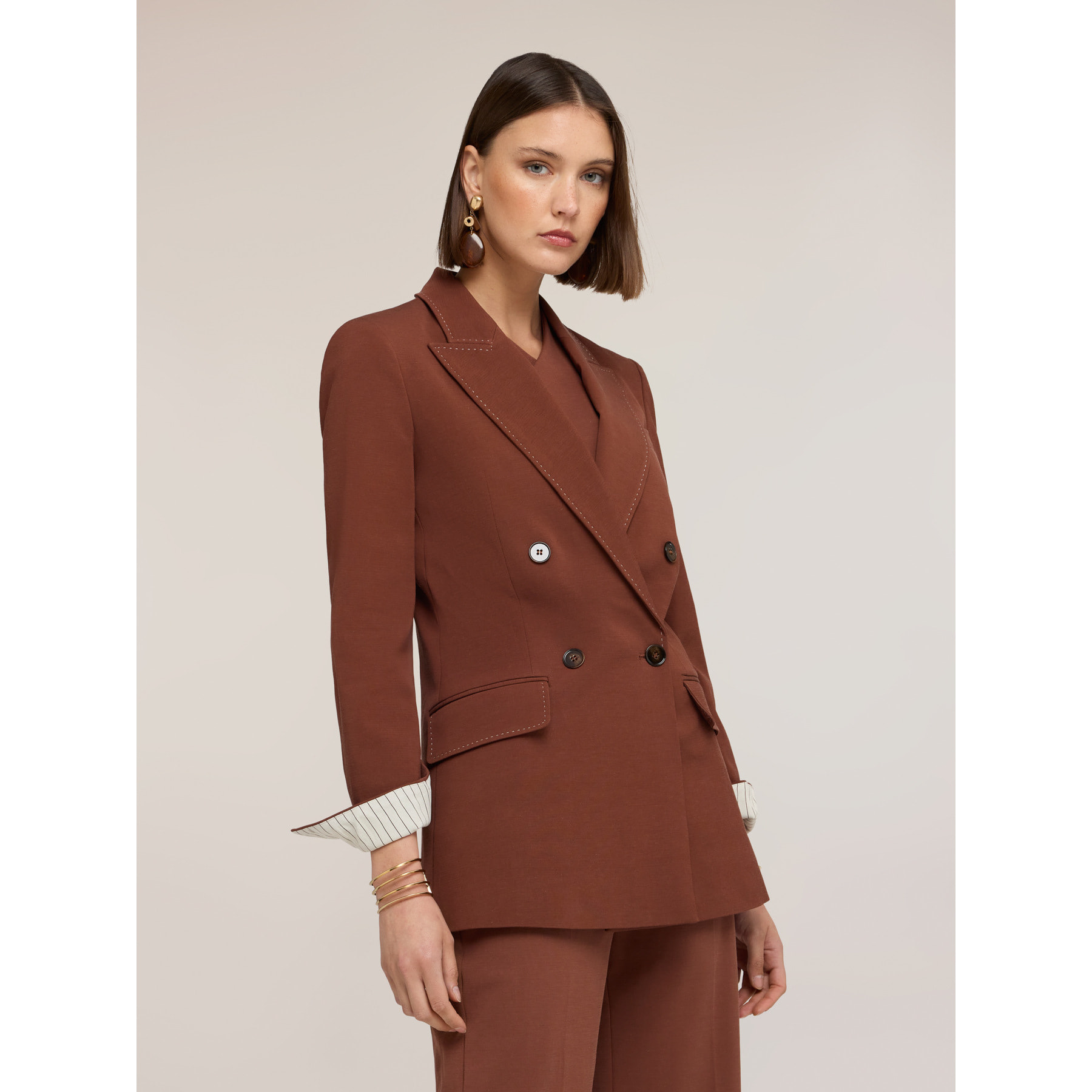 Motivi - Giacca con impunture The Tailoring Lab - Marrone