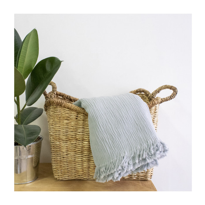 Plaid coton mélangé 270 g/m² teint en pièce ecru Enzo taupe