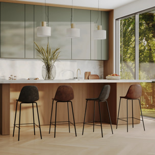 Pack 4 chaises pour îlot central marron et gris/noir 65 cm - Henrik