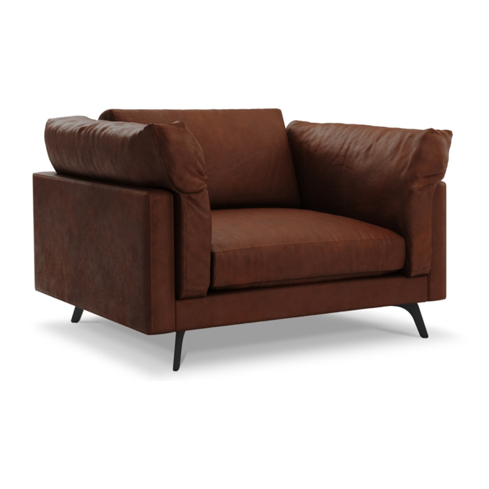 Fauteuil xl "Camille" en cuir véritable cognac