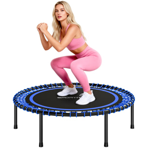 Trampolín de Fitness Adultos Ø114 cm, Cama Elástica con Marco de Acero Reforzado, para Entrenamiento Piernas, Cuerpo en Hogar, Oficina, Gimnasio, Azul y Negro