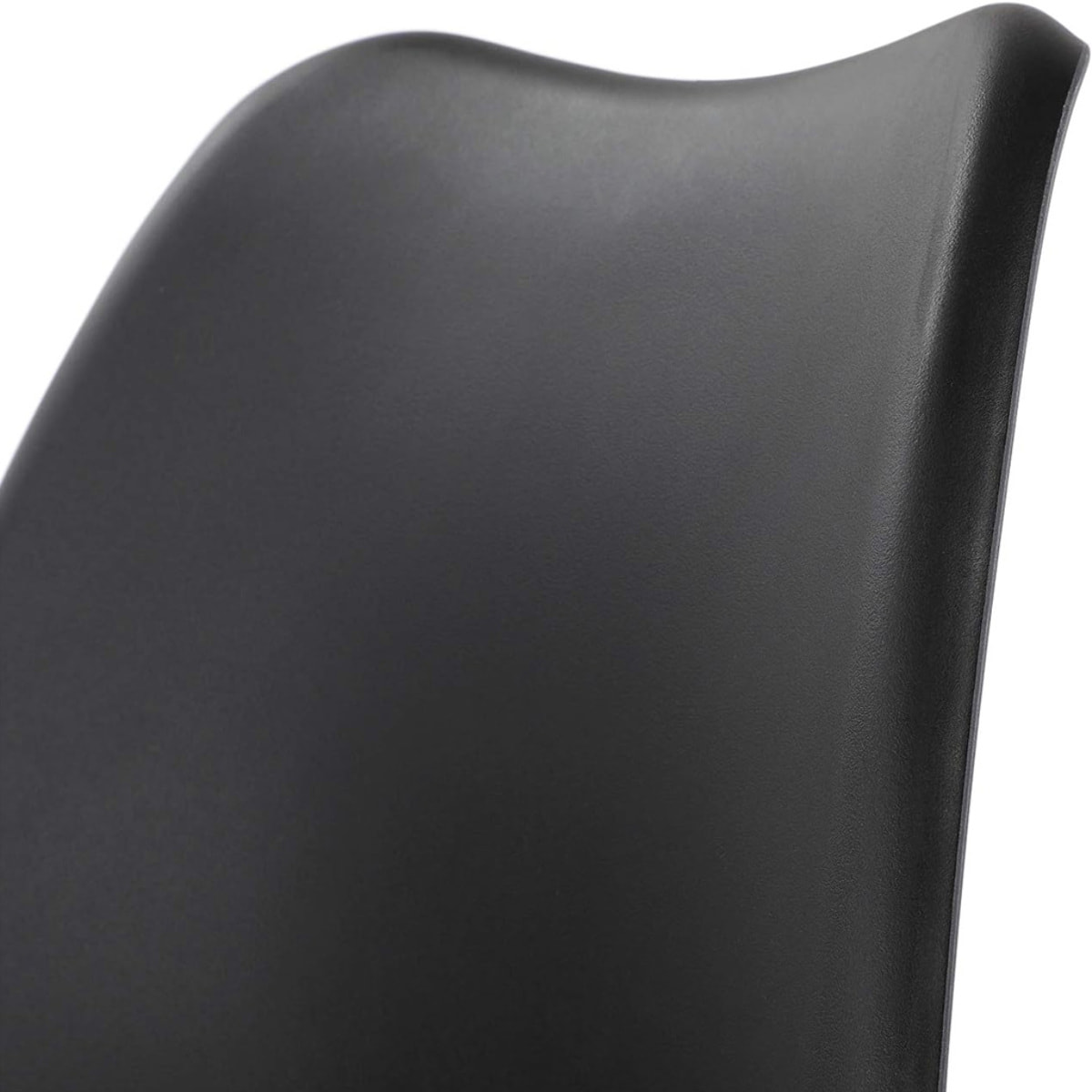 Set di 4 sedie WYNWOOD in polipropilene nero, cuscino ecopelle, gambe in legno di faggio, 47x52x82 cm