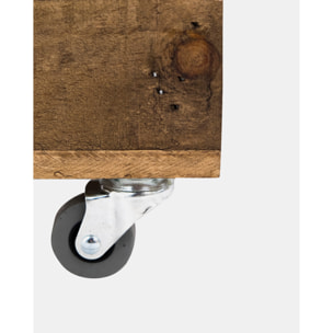 Caja grande de madera maciza en tono roble oscuro con Ruedas 49x36x26 cm Alto: 36 Largo: 49 Ancho: 25.5