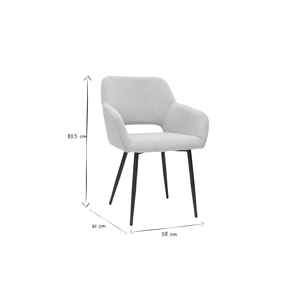 Chaises en tissu velours côtelé taupe et métal noir (lot de 2) LAURETTE
