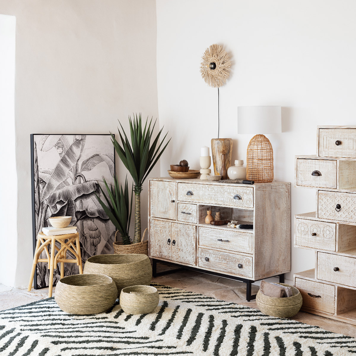 Applique murale "Tea" en paille D34cm