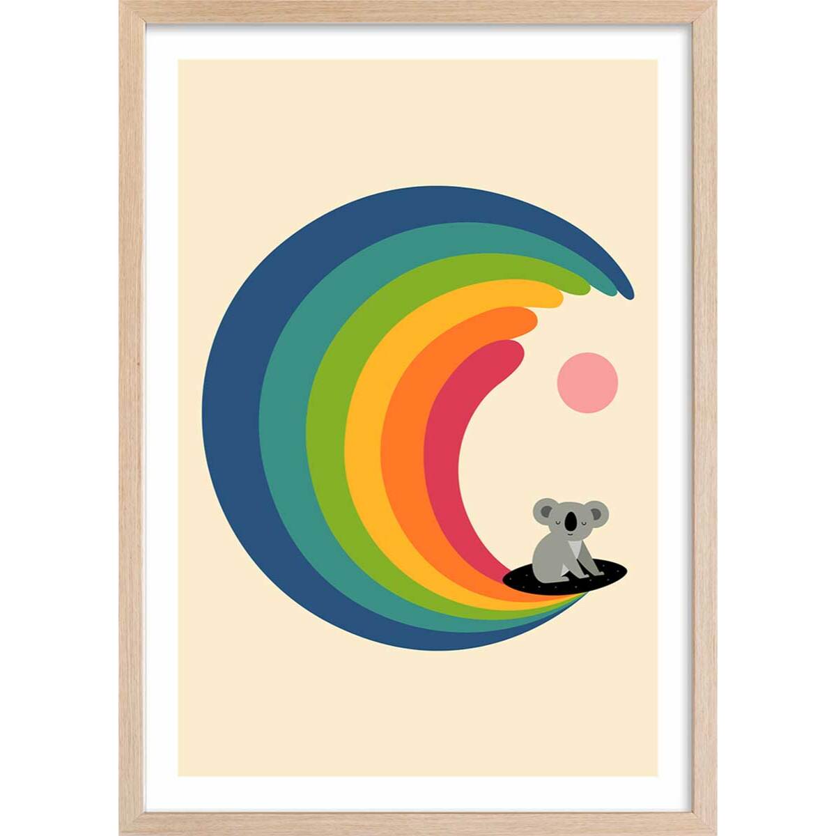Affiche  surf and koala Affiche + cadre en bois - Chêne