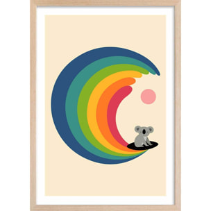 Affiche  surf and koala Affiche + cadre en bois - Chêne